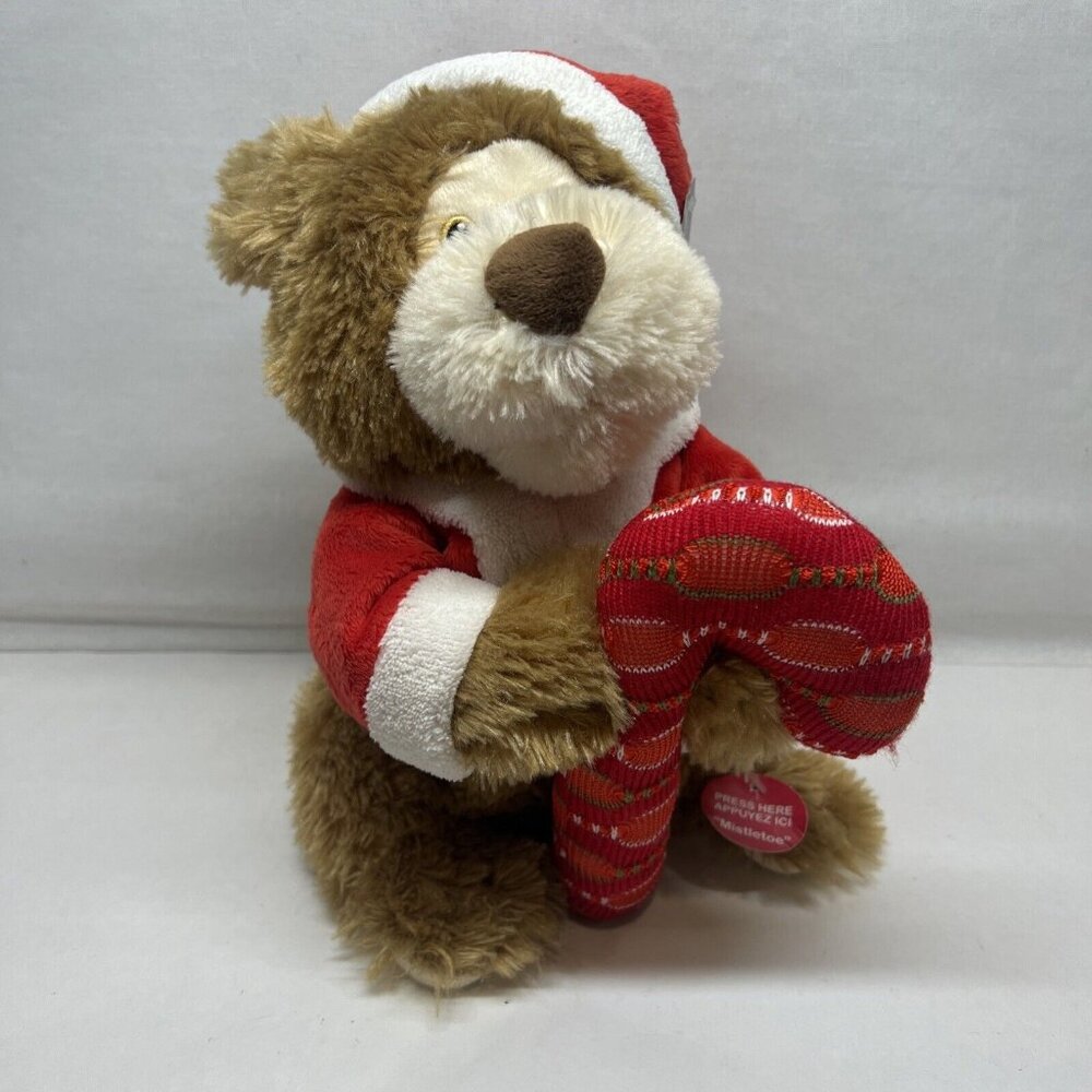 Animatronics Singing Santa Bear With Candy Cane Mistletoe Justin Bieber Works